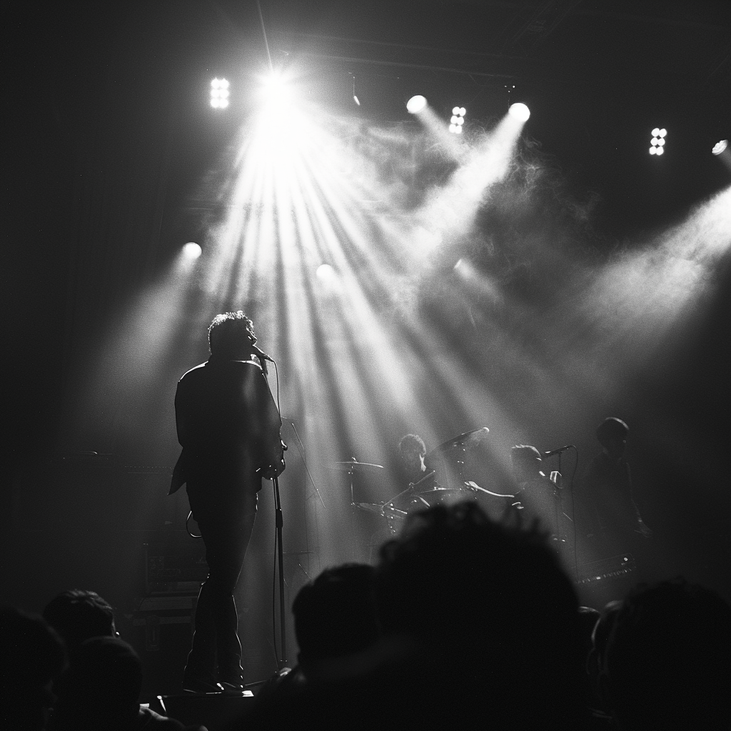 chanteur rock pendant un concert pour illustrer des cours de chant de musique rock à paris