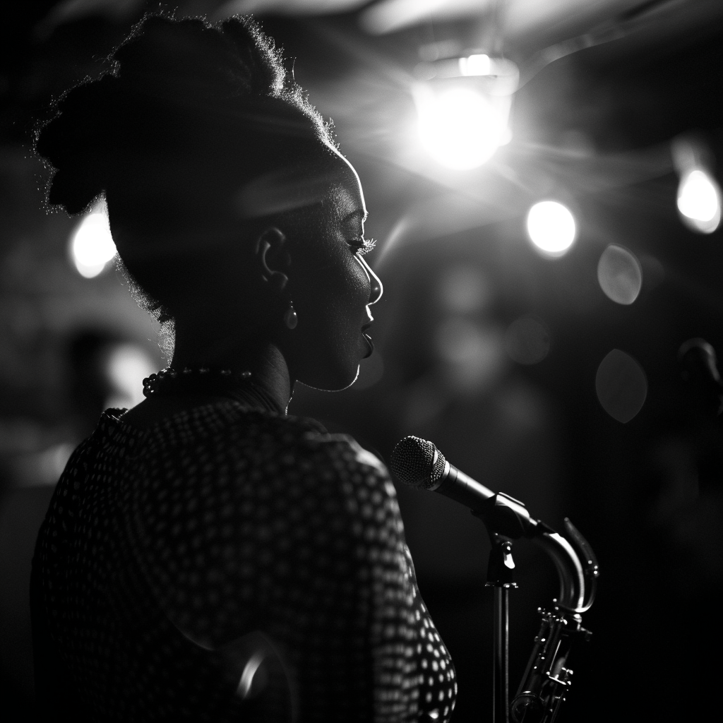 une chanteuse de jazz pour illustrer des cours de chant jazz à Paris